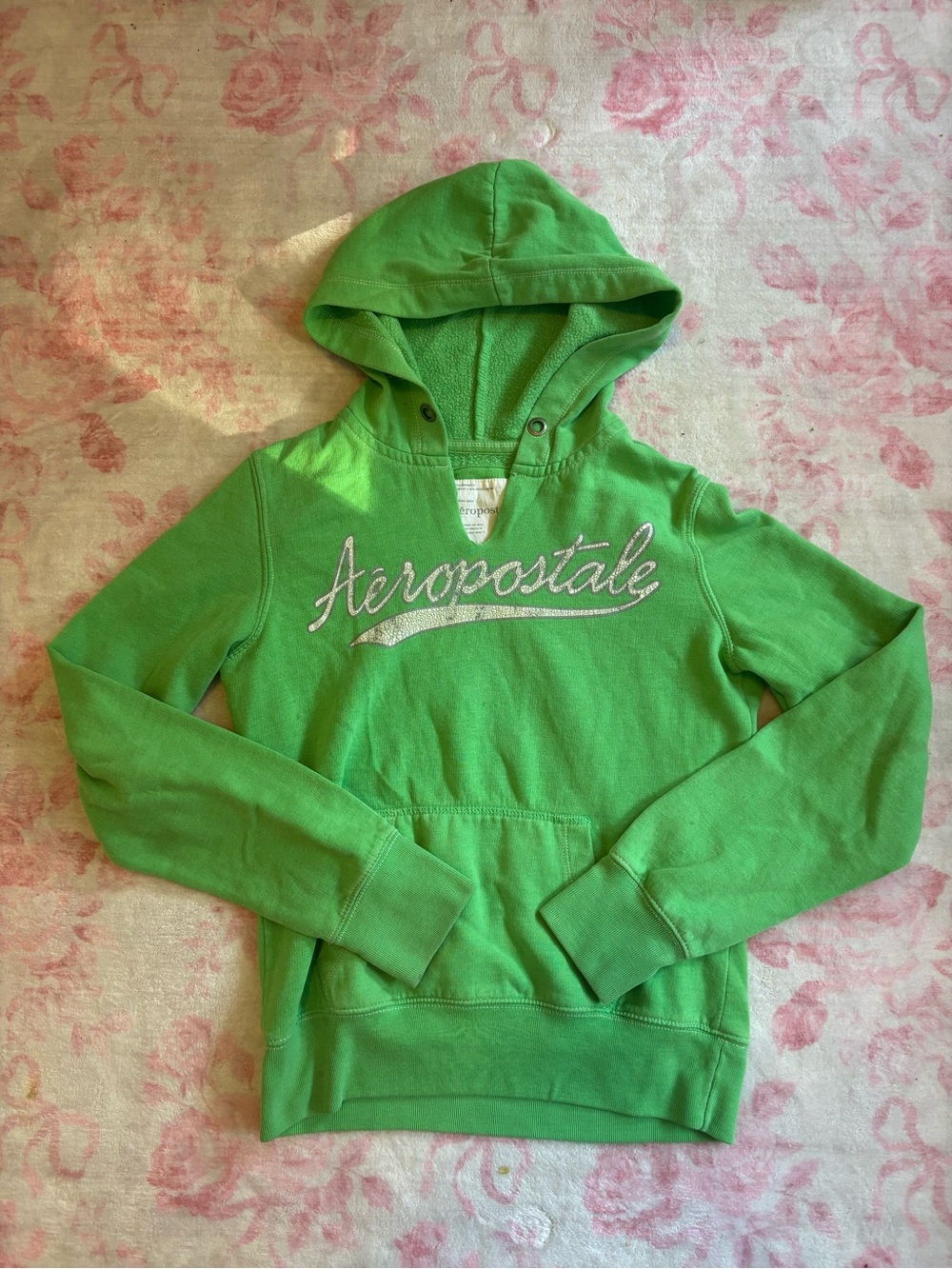 Lime green Aeropostale y2k retro hoodie with white logo